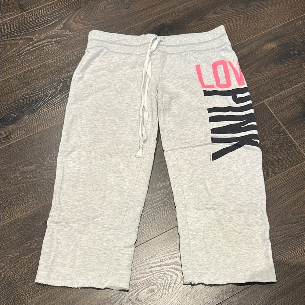 PINK off white Sweatpants with LOVE PINK Capris Style, Size Small